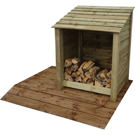 Wooden Log Store, W99xH126cm (Light green, natural finish)