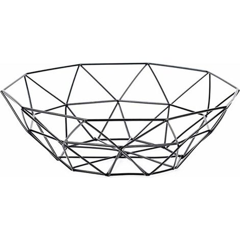 royaluxe - Bol à fruits en fil métallique géométrique créatif, paniers de rangement daffichage de table pour fruits, légumes, pain, collations, pot-pourris(noir)