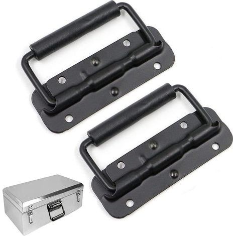 Poignée de Boîee à Ressort, 2 Pièce Poignée Pliante, Poignée de Flight Case, Poignée Pliante Métal, Poignée à Ressort de Boîte à Outils, 120mm(Noir) (1/5)