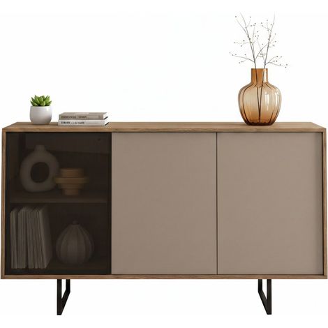 Credenza Capena, Madia Cassetti, 3 Ripiani, Apertura Battente, 184x40x87h cm Marrone Noce