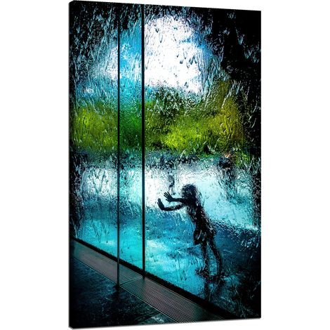 Lienzo impreso "Cortina de agua con personas" 70x120 cm