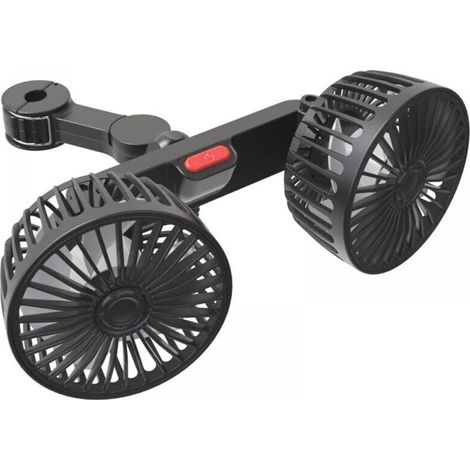 Ventilateur de voiture à double tête, ventilateur de refroidissement USB, ventilateur à 3 vitesses, flux d'air puissant. (1/4)