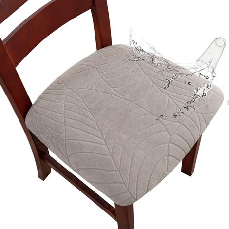 royaluxe -Housse de siège imperméable adaptée aux chaises de restaurant, housse de chaise élastique amovible et lavable, housse de chaise de cuisine de restaurant, housse de canapé (feuille gris chaud (1/5)