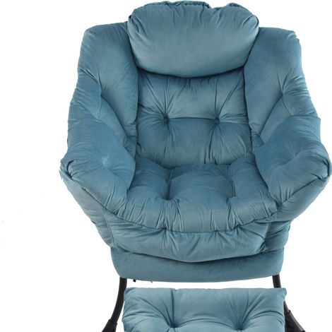 Poltrona relax con poggiapiedi e braccioli blu (1/5)