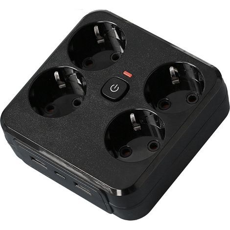 Multiprise 4 prises, avec interrupteur à un bouton, noire - Modèle 1 (1/5)