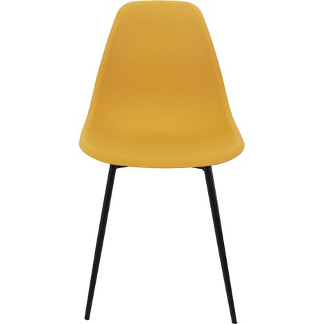 The Home Deco Factory – Chaise Gustav jaune – Design épuré – Confort optimal – Structure en métal – Hauteur d'assise 45cm – Pour salon moderne (1/4)