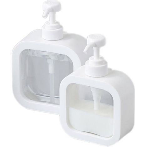 2 flaconi dosatori di grande volume con meccanismo a pulsante, 500 ml + 300 ml, per shampoo, sapone per le mani, gel doccia, detersivo per piatti, detersivo per bucato e lozione. (1/5)