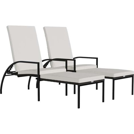 Maison Exclusive - Sonnenliegen 2 Stk. mit Fußhocker PE-Rattan Br (1/5)