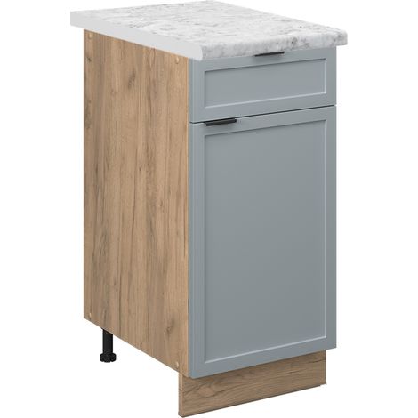 Mobiletto base per cucina Fame-Line, Blu-grigio chiaro, 40 cm , PL Marmo, Vicco