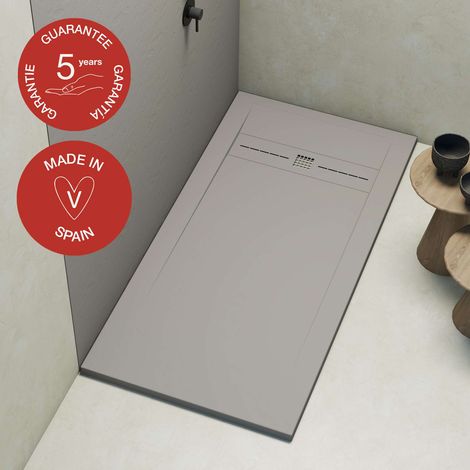 Receveur de douche Poalgi, extraplat, gris humo, L.70 x l.100 cm, finition ardoise, série Gneis