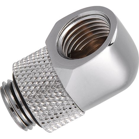 Raccord coudé 90° G1/4 pour watercooling PC, embout barbelé pour tube de refroidissement, finition argentée (1/5)