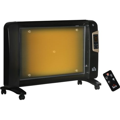 HOMCOM Mica Electric Space Heater, Portable Heater, 2 Heat Settings Black