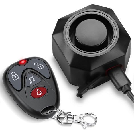 Alarma para bicicleta recargable por USB, modelo 2025, con control remoto, volumen alto de 110 dB, sistema de alarma de seguridad inalámbrico para vehículos antirrobo. (1/5)