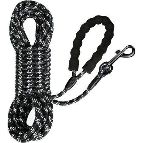Longe pour Chien, Long Laisse Chien Corde avec Poignée Rembourrée pour Chiens de Petites à Grandes Taille, Noir (5m) (1/5)