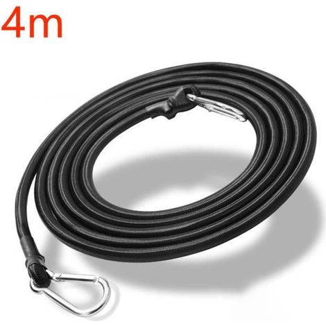 Cordon élastique de 4 m avec Mousqueton - Corde élastique Robuste avec Crochets - Sangles élastiques pour Bagages (1/4)