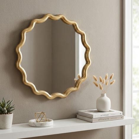 Relica Gold Wave Framed Wall Mirror (1/2)