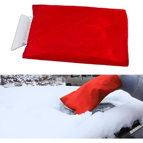 Grattoir Glace Voiture avec Gant Pare-Brise, Grattoir Glace Pare-Brise Voitures avec Gant, Grattoir Vitre Voiture Avecs Gant Chaud, Gratte Glace avec Gants Pare Brise Voiture Souplesse(Rouge) (1/5)