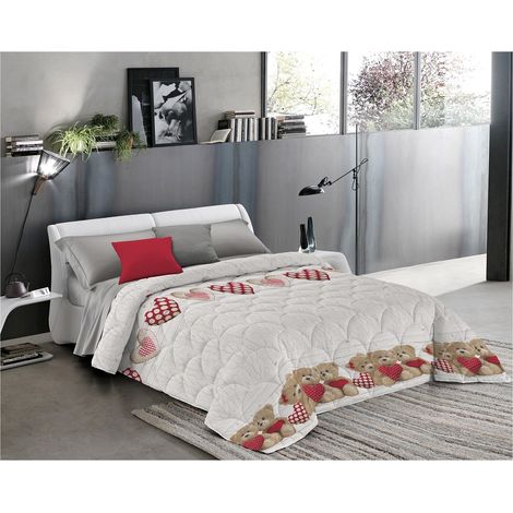 Trapunta invernale made in italy in 2 misure e 3 colori fantasia Orsetti Rosso - Singolo