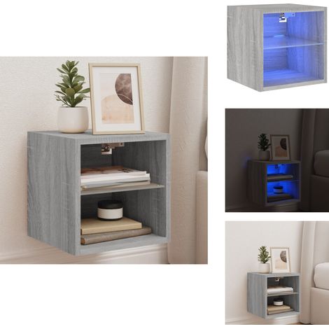 Meuble TV mural avec lumières LED sonoma gris 30x28,5x30 cm - Meuble Tv Mural - Armoire Tv - Éclairage Led Rgb - Rangement Mural - Design Moderne (1/5)