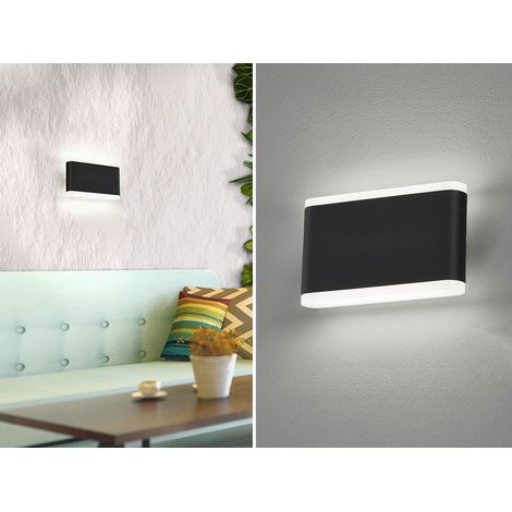 Flache LED Wandleuchte SCOUNCE Schwarz für Innen & Außen, Breite 17,5cm (1/5)