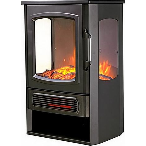 Cheminée électrique autonome - Vitre sur trois côtés, deux niveaux de chauffage - 1 000/2 000 W