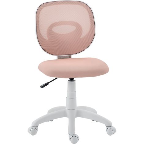 Silla de oficina ergonómica giratoria rosa con respaldo en C y altura ajustable (1/5)