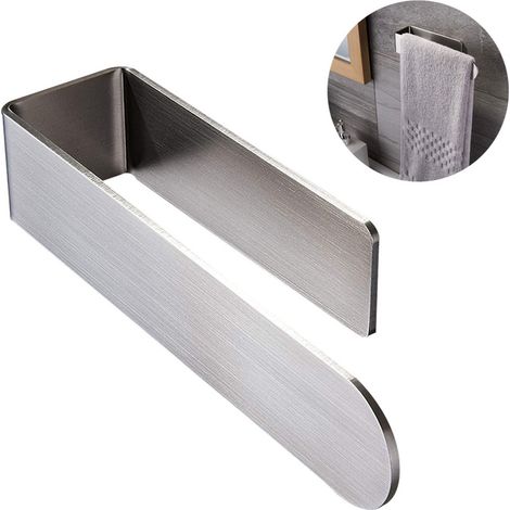 Toallero sin taladrar - Toallero autoadhesivo - No requiere taladrar, instalación rápida - 1 pieza - Apto para baños y duchas, color plata