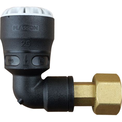 Coude 90° encliquetable PE Ø25 - Laiton femelle écrou-prisonnier 3/4" (20/27) (1/4)