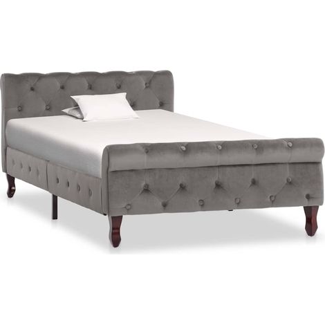 Maison Exclusive - Bettgestell Grau Samt 100 x 200 cm (1/5)