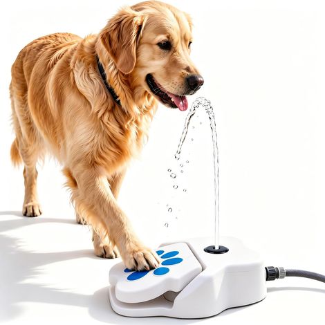 Fontaine à eau pour chien à pédale, activada por la patte, 25 x 19,5 x 7,5 cm (raccord tuyau arrosage) (1/5)