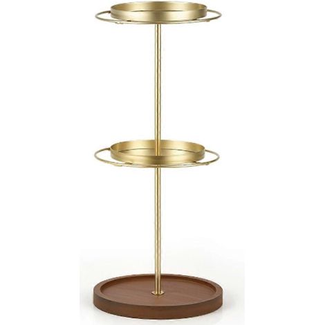 360° drehbarer Sonnenbrillen-Organizer – Goldfarbener Brillenhalter mit Holztablett, Organizer für Korrektionsbrillen und Sonnenbrillen für den Schreibtisch (1/5)