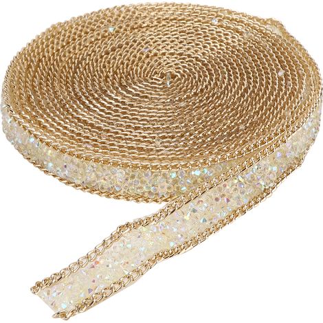 Bordure en résine strass dorée transparente, accessoires téléphone DIY fait main (strass White AB) (1/5)
