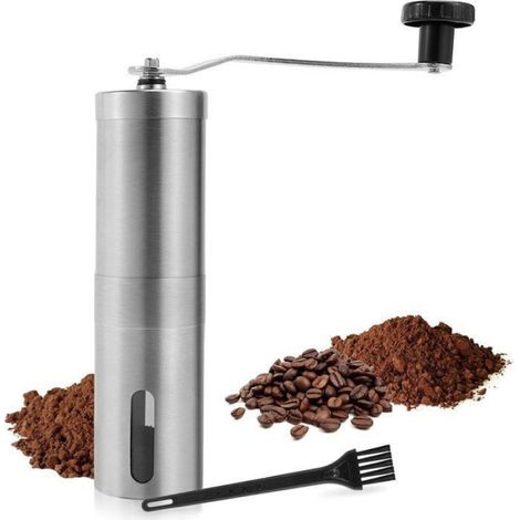 Moulin À Café Manuel - Meules En Céramique Coniques Réglables - Acier Inoxydable - Pour Maison Et Voyage - 1 Pièce (1/4)