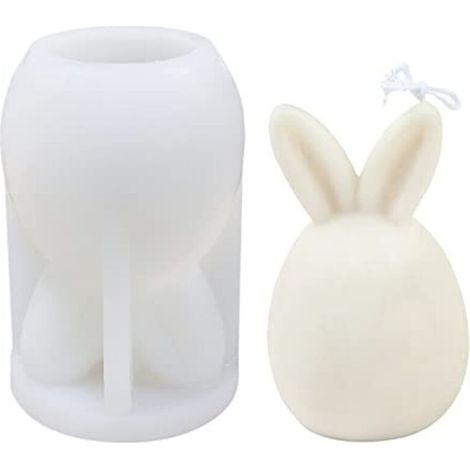 Moule Silicone Bougie Lapin, Moule Bougie Paques, Moule Silicone Bougie Paques, Moule à Savon Silicone, Statue De Lapin De Pâques Decoration Ornement Beton Bougies Parfumée Diy Kit Fabrication (B)