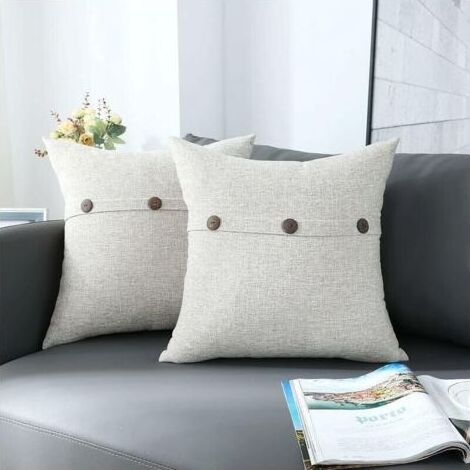 Housse De Coussin - 45x45 Cm - Fermeture Eclair Cachee - Polyester Mixte - Pour Canape Chaise Lit - Lot De 2 (1/5)