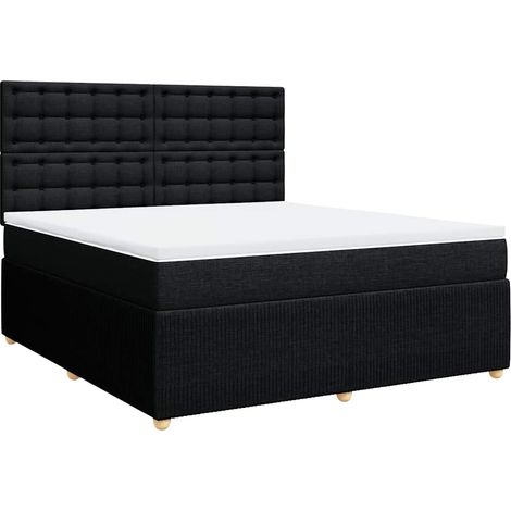 Maison Exclusive - Cama box spring con colchón tela negro 180x200 (1/5)