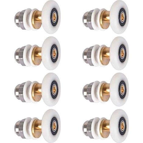 Rulli regolabili per porte doccia – Set di 8 rulli di ricambio Ø27 mm per porte scorrevoli, facile installazione