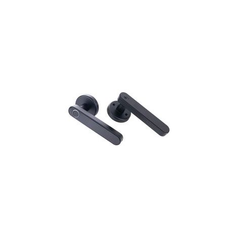 Manilla con cerradura de huella dactilar para puertas interiores de madera, pestillo ajustable de una sola pestaña (circular).