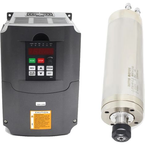 Moteur de broche CNC, puissance 2,2 kW, conception refroidie par eau, Avec HY VFD, Kit 220V (1/2)