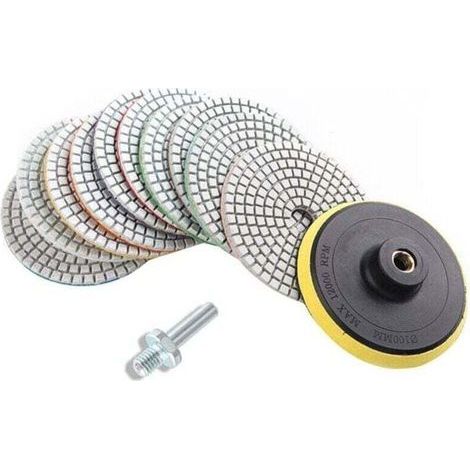 Set mit 12 Diamantpolierscheiben (10 cm) – Für Granit, Marmor, Beton – Hohe Verschleißfestigkeit – Hohe Poliergeschwindigkeit (1/5)
