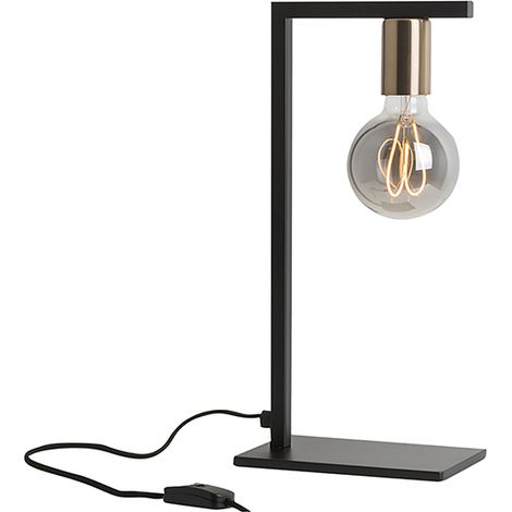 Lampada da Tavolo Twin E27 per Interni - Struttura Nero e Ottone Satinato 75W IP20 - Classe II - Design Decorativo - Rossini Group (1/5)