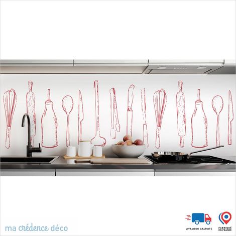 Crédence : Ustensiles de cuisine clairs - Couleur Rosé - Alu composite - 60 - 120 (1/3)
