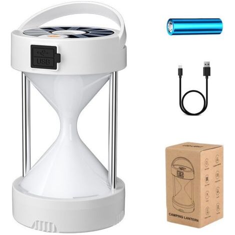 Lampe de camping solaire rechargeable avec batterie 1800 mAh, lanterne LED, lampe torche, lampe de randonnée, lampe de tente solaire d'extérieur pour le camping/la pêche/les pannes de courant (1/5)