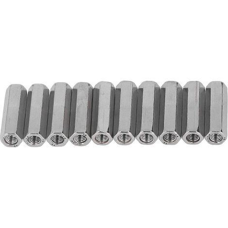 10-teiliges Sechskant-Kupplungsmuttern-Set, Verbinder aus Edelstahl 304, Industriebefestigungselement M8x1,25, 13 L45 mm