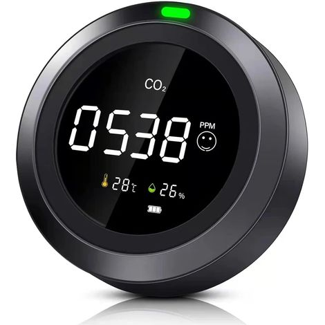 Détecteur de CO2, appareil 3-en-1 de mesure de la qualité de l'air intérieur qui détecte la température, l'humidité et le dioxyde de carbone, détecteur de CO2 (1/5)