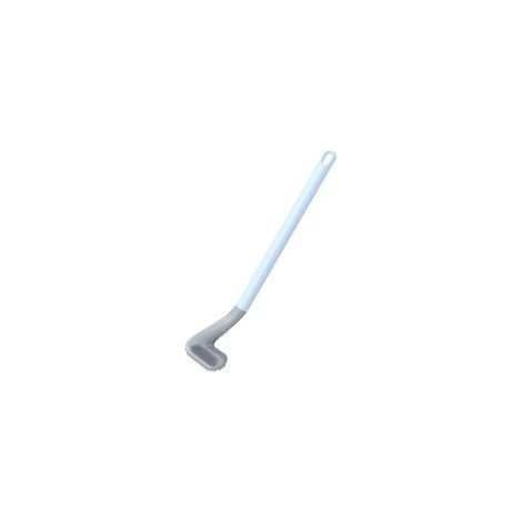 Cepillo de silicona curvado para limpiar inodoros o baños, de montaje en pared, flexible e higiénico. (1/4)