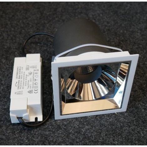 Spot encastré LED 24W blanc fixe carré 106x106x118mm 3000K 1950lm 24° alim 230V DC 600mA déportée IP40 EST-LIGHTS (1/2)