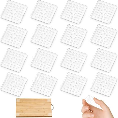 Lot de 16 Patins carrés en Silicone de 40 mm pour Pieds de Table, Pieds en Caoutchouc pour Planches à découper, Pieds en Silicone Auto-adhésifs, Installation Facile sans vis, Patins antidérapants (1/5)