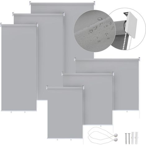 Tenda verticale Tenda da esterno per balcone Tenda a rullo Schermo retrattile da esterno Protezione solare 100x140CM Grigio