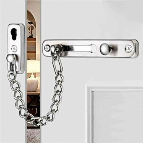Filiyano-Chaîne de sécurité en acier inoxydable pour portes, verrou de porte, chaîne de sécurité, pêne de porte, pêne coulissant adhésif (1/5)